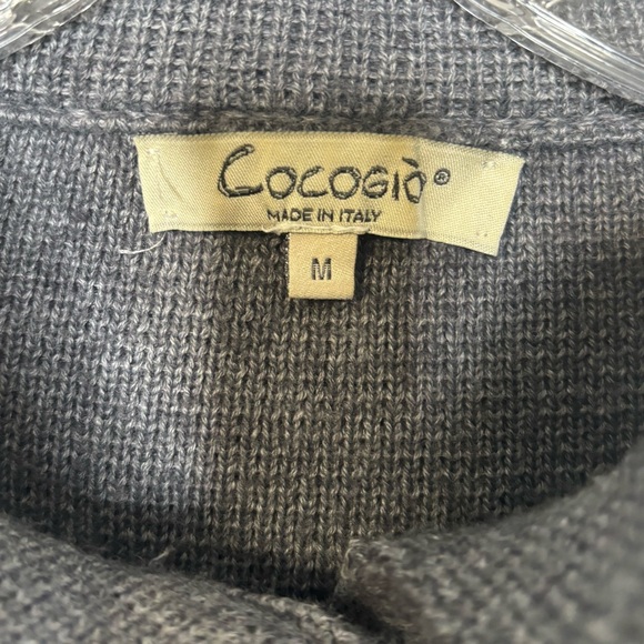Cocogio Made in Italy Merino Wool Blend Cardigan Sweater Gray M - Picture 5 of 9